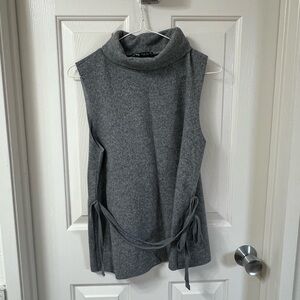 Zara Gray Sleeveless Turtleneck Sweater